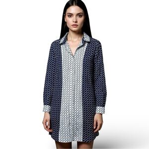 Tommy Hilfiger Navy and White Midi Dress